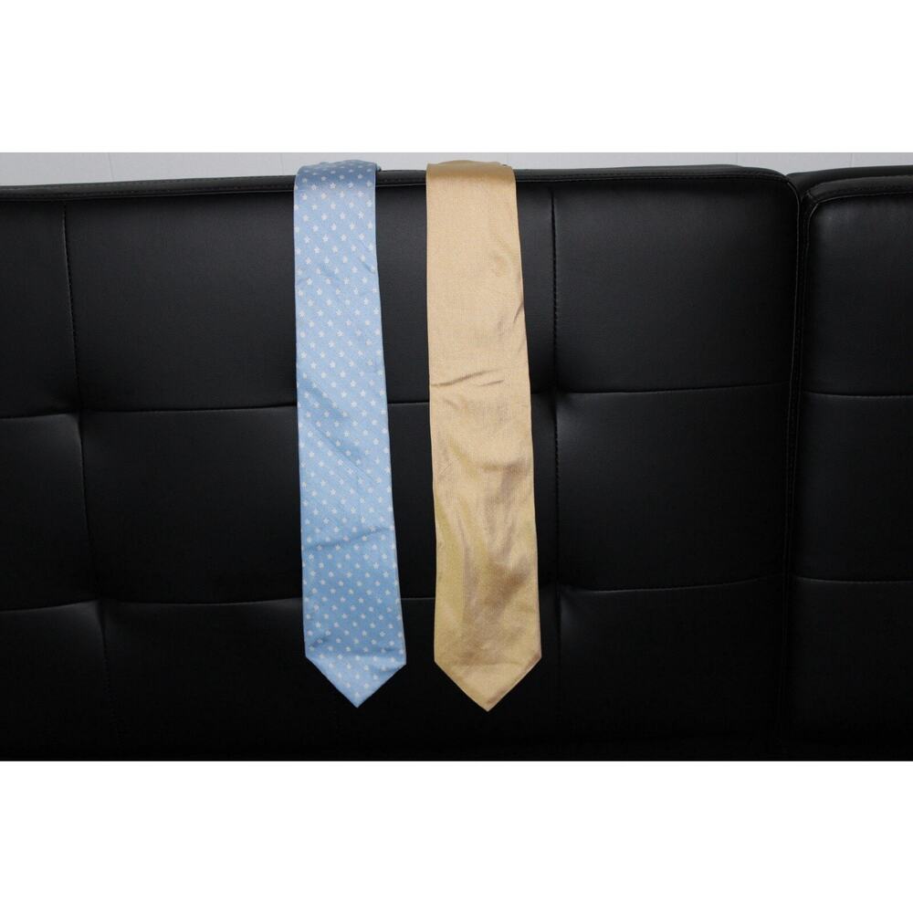 Tommy Hilfiger Tie 2-Pack – Light Blue & Gold – Classic Neckties – 100% Silk